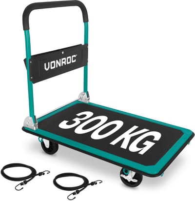 Opvouwbare Steekwagen Platformwagen 300 kg - Stalen Transportkar met Wielen en Remmen - Laadplatform 90x60 cm