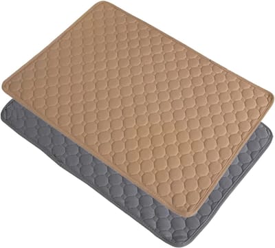 KZQ Wasbare Plasmatten voor Honden (2 Stuks) - Herbruikbare Puppy Onderleggers, Waterdicht en Super Absorberend, Antislip, Wasbaar in Machine, 45 x 60 cm, Grijs en Khaki