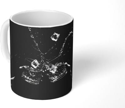 Mok - Koffiemok - Whickyglazen - Ijs - Spetters - Zwart - Mokken - 350 ML - Beker - Koffiemokken - Theemok