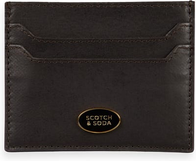SCOTCH & SODA Leren Kaarthouder Leather Cardholder Walnut Bruine Veelkleurig