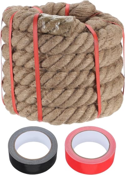 Natuurlijk jute touw, 5 cm x 65 meter, gevlochten voor kunsthandwerk, tuinprojecten en decoratie