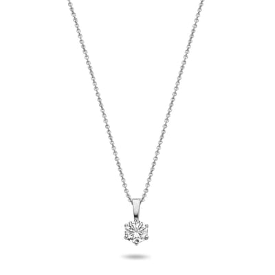 New Bling 9NBG-0629 - ketting met zirkonia hanger - 4mm - ankerschakel - 39+3+3cm - witgoud
