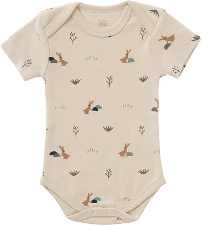 Fresk Romper met Korte Mouwen newborn - Babykleding - Biologisch Katoen - Zand - Rabbit Sandshell