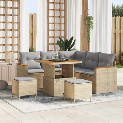 vidaXL - Tuinbank - Set - 8 - st - 5-Aantal - zitplaatsen - Beige - Poly - rattan