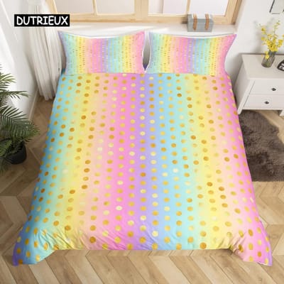 Ensemble de literie abstrait arc-en-ciel coloré Queen King Simple Housse de couette Rêve Polyester Housses de couette Taie d'oreiller Linge de lit doux 155x215cm 3pcs