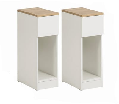 VIEMAE Nachtkastje 2 stuks - Nachtkastjes set van 2 stuks - Smalle nachtkastjes set van 2 - Bijzettafel - 35x20x60cm - Wit