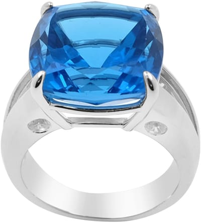 Cavill - Elegante Zilveren Ring 925 Sterling - 14,256 ct Marambaia Topaas - Cambodjaanse Zirkonia - Gerhodineerd - Antiek Kussen Slijpsel