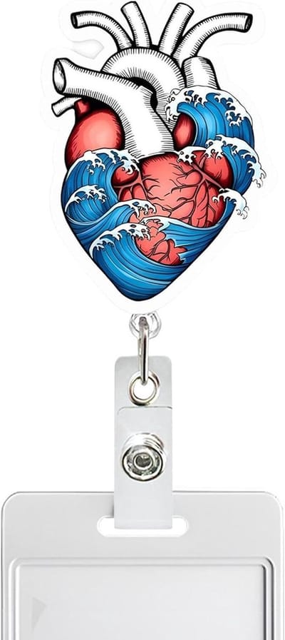 Intrekbare badgehouders - Kaarthouder clip - Veilige identificatie - Charmant hartontwerp - 3.2 x 8.5 cm - Zwart wit