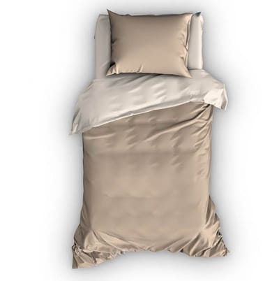 Satin d'Or Reverso Dekbedovertrek - Eenpersoons - 140x200/220 cm - Sand/Ivoor