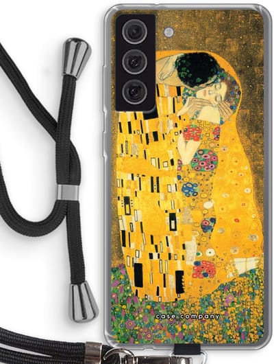 Case Company® - Hoesje met koord geschikt voor Samsung Galaxy S21 FE hoesje met Koord - Der Kuss - Telefoonhoesje met Zwart Koord - Bescherming aan alle Kanten en Over de Schermrand