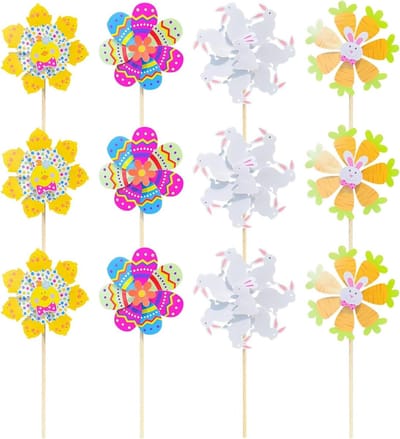 Decoratieve Windmolens - Tuindecoratie Set - Buiten Versieren - Weerbestendige Constructie - 12 Stuks - Multicolor