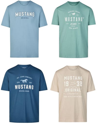 Mustang Heren T-Shirt regular fit Veelkleurig S Ronde Hals Volwassenen