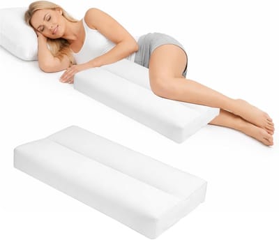 Ergonomisch kniekussen voor zijslapers, biedt steun voor benen en heupen, verlichting van rug- en kniepijn, 66 x 33 x 11,3 cm, wit, comfortabel en ademend katoen