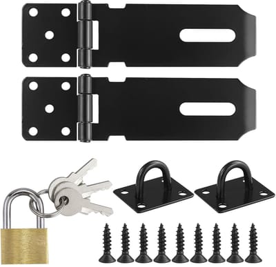 Solidchoice - 2 sets hangslot hasp, roestvrij stalen veiligheidsgrendel, 10 cm, met schroeven