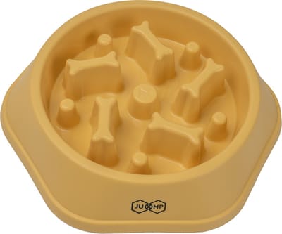 JU&MP Anti Schrokbak Hond - Voerbak Hond - Slow Feeder - Botten - Geel