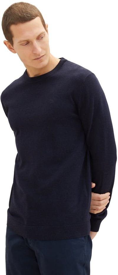 Tom Tailor - Gebreide trui van katoen - Maat M - Knitted Navy Melange