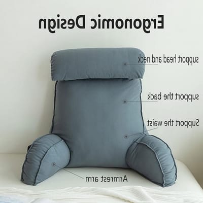 Comfortabel leeskussen met rugsteun en armsteunen, ideaal voor lezen, ontspannen en gamen, inclusief opbergvakken en neksteun, 75×40×50cm