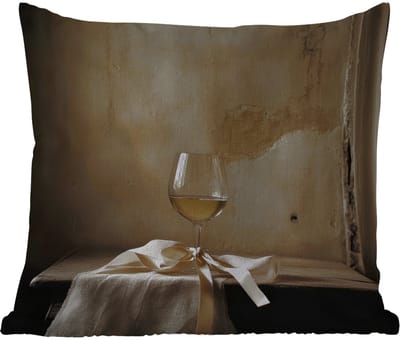 Sierkussen Buiten - Strik - Beige - Witte - Wijn - 60x60 cm - Weerbestendig