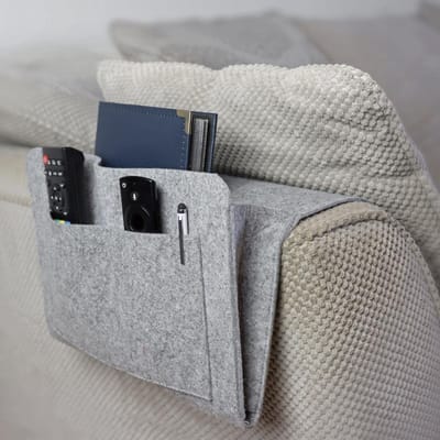 *** Bedside Pocket Opbergzak Grijs (27- 21- 10cm Klein) - Tijdschriftenhouder - Opbergzak - Bank Organizer - van Heble® ***