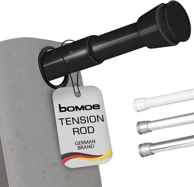 bomoe Neptun Douchegordijnstang Zonder Boren 70-120cm Traploos Uitschuifbaar Gordijnroede Antislip Aluminium Telescoopstang Kledingstang Zwart