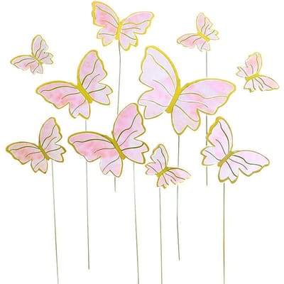 10 Papillons Mauves pour Décorations de Gâteau d'Anniversaire Mariage Fée Fête Papillons de Gâteau pour Anniversaire Stickers Muraux Décalcomanie pour Halloween