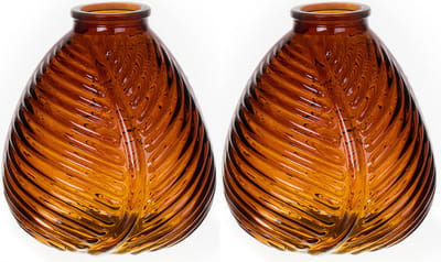 Bellatio Design Bloemenvaas - 2x - bruin transparant glas - D14 x H16 cm - vaas