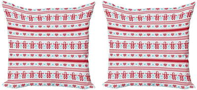 ABAKUHAUS Noordische Kussenhoes – 2x45x45 cm – Dubbelzijdig bedrukt – Blauw-Wit