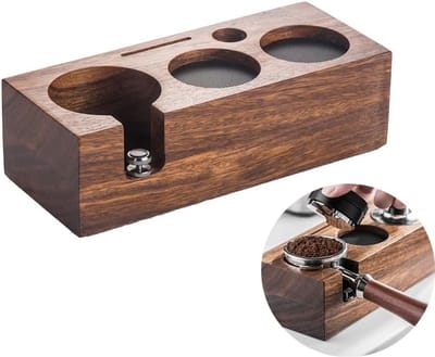 Dailygoods- Tamperstation Walnoot - Koffie Tamper 51 mm/54 mm - Antislip Siliconen Kussen - Verstelbare Hoogte - Barista-accessoires - Elegant en Duurzaam - Koffietamper