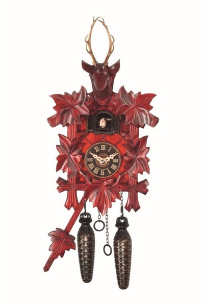 Engstler - 522/5_QMred - Koekoeksklok - Kwarts - Notenhout - met muziek - 30 cm