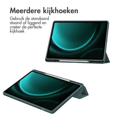 imoshion Tablet Hoes - Geschikt voor Samsung Galaxy Tab S9 11.0 inch Plus / Galaxy Tab S9 11.0 inch FE Plus / Galaxy Tab S10 Plus - Trifold Hardcase Bookcase - Groen