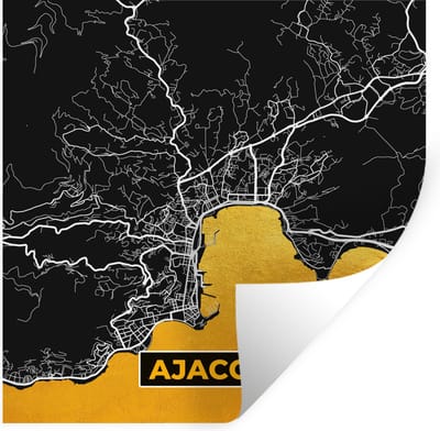 Muurstickers - Sticker Folie - Stadskaart – Frankrijk – Kaart – Ajaccio – Plattegrond - 100x100 cm - Plakfolie - Muurstickers Kinderkamer - Zelfklevend Behang XXL - Zelfklevend behangpapier - Stickerfolie