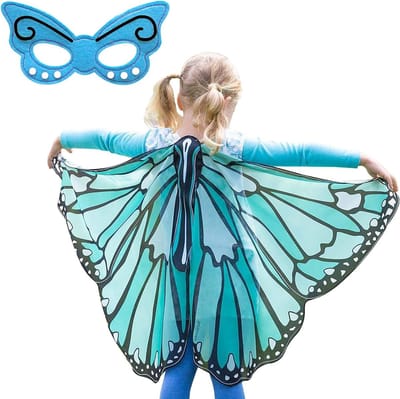 Grote Vlinder Cape voor Kinderen - Zachte Vlinder Kostuum Vleugels, Prinsessen Sjaal en Halloween Outfit voor 4-10 Jaar Oude Kinderen