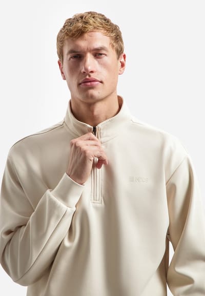 No Excess Sweater half zip interlock desert