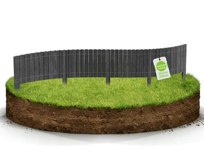 Houten Tuinrand 200 cm – Flexibele Dennenhouten Tuinafsluiting met Metaaldraad – 30 cm Hoog – Tuindecoratie, Bloembed, Grasrand, Tuinhek – Antraciet