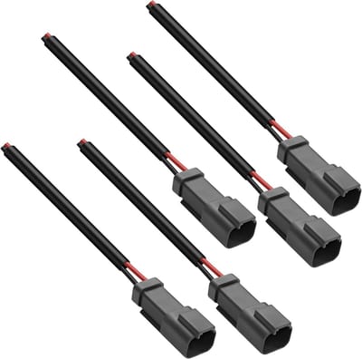 Pack van 5 waterdichte 2-polige DT connectors - Pigtail kabel met krimpkous voor LED verlichting en bedrading
