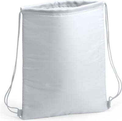 Koeltasje rugzak met draagkoord - wit - 32 x 42 cm - drankjes/lunch rugtas - polyester/aluminium