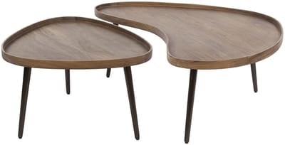 Giga Meubel Salontafel Carve - Organisch Bruin Acaciahout - Set van 2