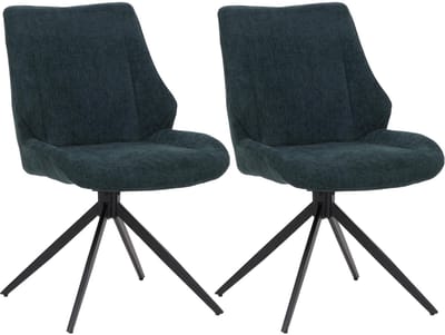 Set van 2 eetkamerstoelen MCW-O48, keukenstoel, draaibaar met Auto-Return, stof/textiel chenille (320 g/m²) Oeko-Tex ~ petrolgroen