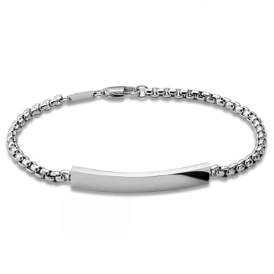 New Classics | 6 mm zilverkleurige roestvrijstalen ID-armband met afgeronde box chain