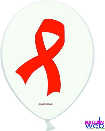 9 x rood lint (aids) ballonnen * Ø 30cm Quality Pro ballonnen