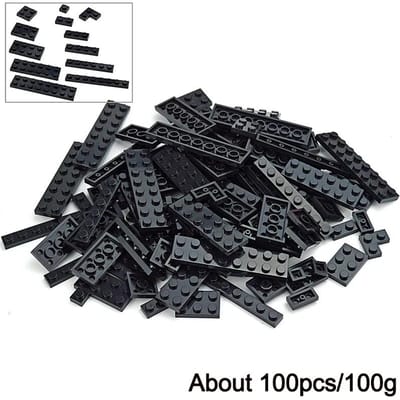 100 Stuks Dunne Bakstenen 12 Maten Gemengde Bouwstenen MOC Model Educatief Constructiespeelgoed voor Kinderen Cadeau black