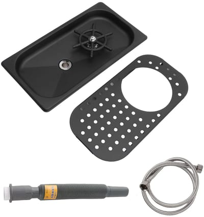 Dailygoods- Kan Roestvrij Staal - Glazen Spoelbak - Afvoer - Slang - Koffiekopjes - Eenvoudige Installatie - Glazen Spoeler