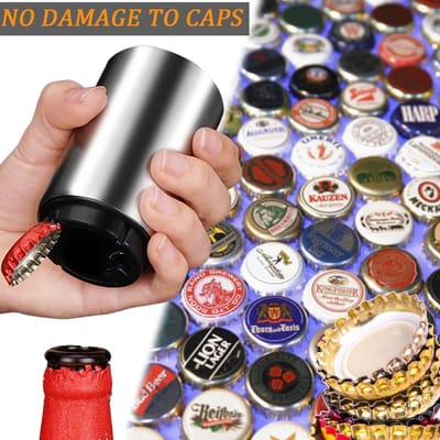 YAGXIG Bieropener RVS Automatisch - Creatief Flessenopener voor Bier & Dranken, Eenvoudig Openen voor Thuis, Bar & Feesten - Ideaal Cadeau voor Bierliefhebbers