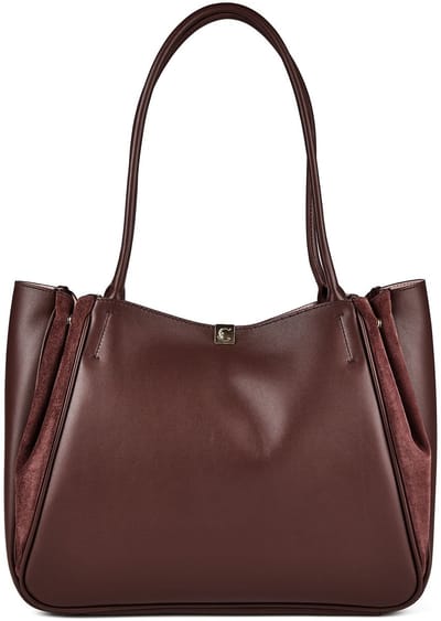 COCCINELLE Leren schoudertas Pansy Handbag Smooth Leather / Suede Leather Berry / Berry donkerpaars