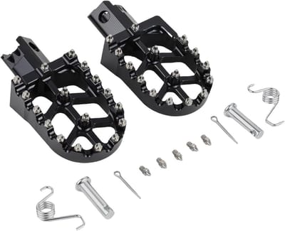 Motorfiets Voetsteunen - Brede Pedalen - Comfortabel Rijden - Verbreed Contactoppervlak - Aluminium Legering - Zwart