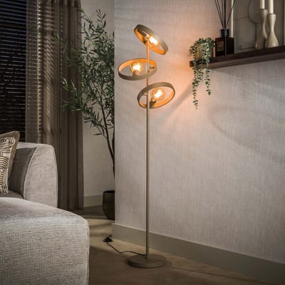 PS-Collection Vloerlamp Hover 3-lichts - Beige - Metaal - vloerlampen woonkamer, vloerlamp zwart, vloerlamp industrieel, vloer lamp, vloerlampen landelijk, staande lampen woonkamer, staande lampen, staande lamp industrieel