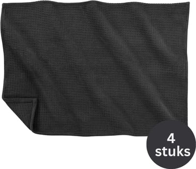 Tiseco - Theedoek SILO - SET/4 - handige ophanglus - 40x60 cm, zwart