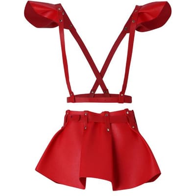 Damesmode PU Leer Jurk Lotusblad Rok Podium Jurk Aankleedjurk Pak Feestkleding Vakantiefeest Kleding brown