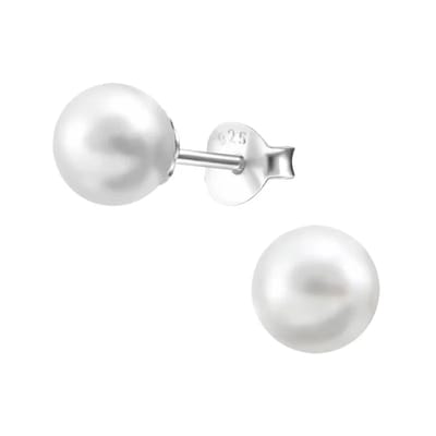 Aramat Jewels | Oorbellen | Zilveren Parel Oorbellen wit | | | |6mm | Zilver | Kinderen, Volwassenen | Verkleurd niet