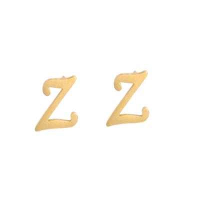 Aramat Jewels | Oorbellen | RVS Letter Z Oorbellen Goudkleurig – Initiaal | | | |10mm | Staal | Kinderen, Volwassenen | Verkleurd niet